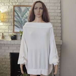 Free People white off shoulder sweater top size Small oversized we the free